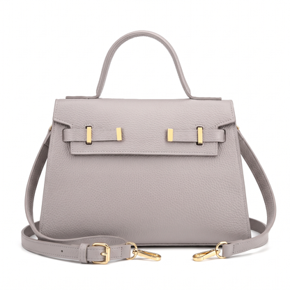 Women's Pebbled Faux Leather Top Handle Bag in Dove Grey