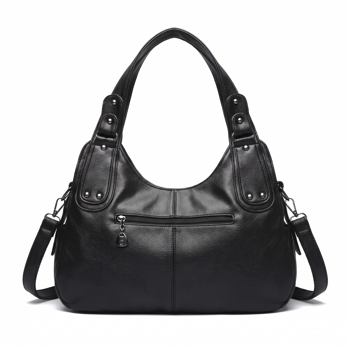 Women's Pebbled Vegan Leather Hobo Bag, back view