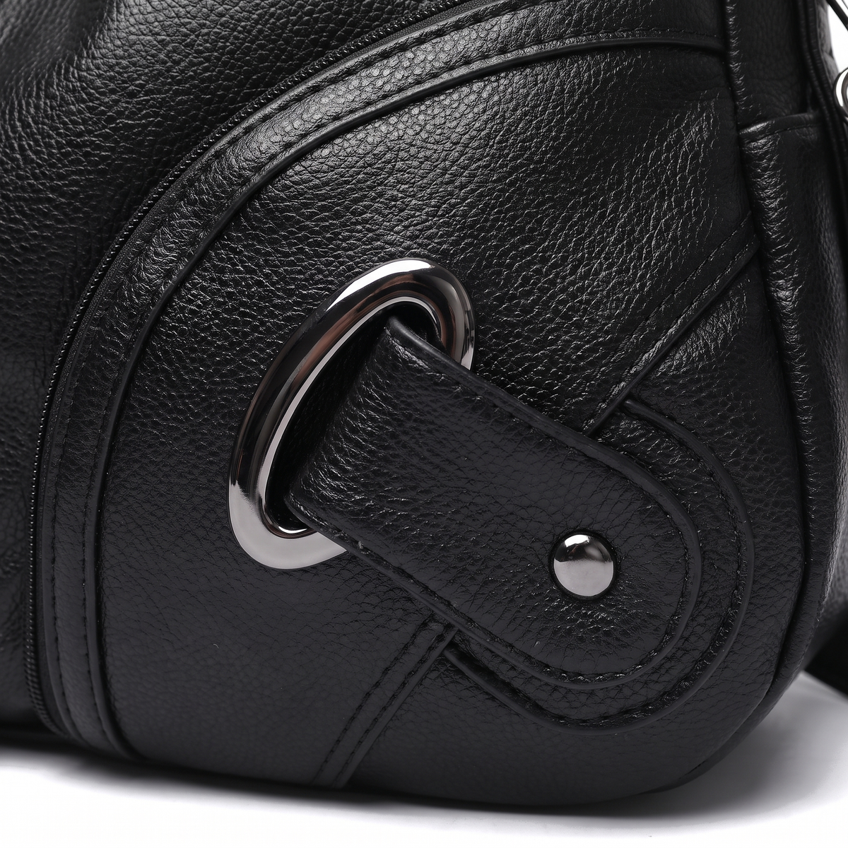 Women's Pebbled Vegan Leather Hobo Bag, hardware close-up