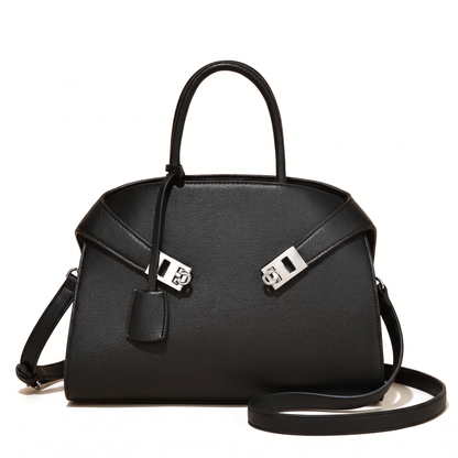 Women's Pebbled Faux Leather Top Handle Bag, front view