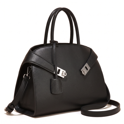 Women's Pebbled Faux Leather Top Handle Bag, three-quarter view