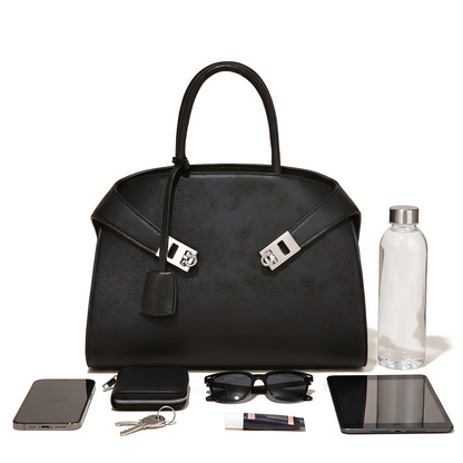 Women's Pebbled Faux Leather Top Handle Bag, what fits inside