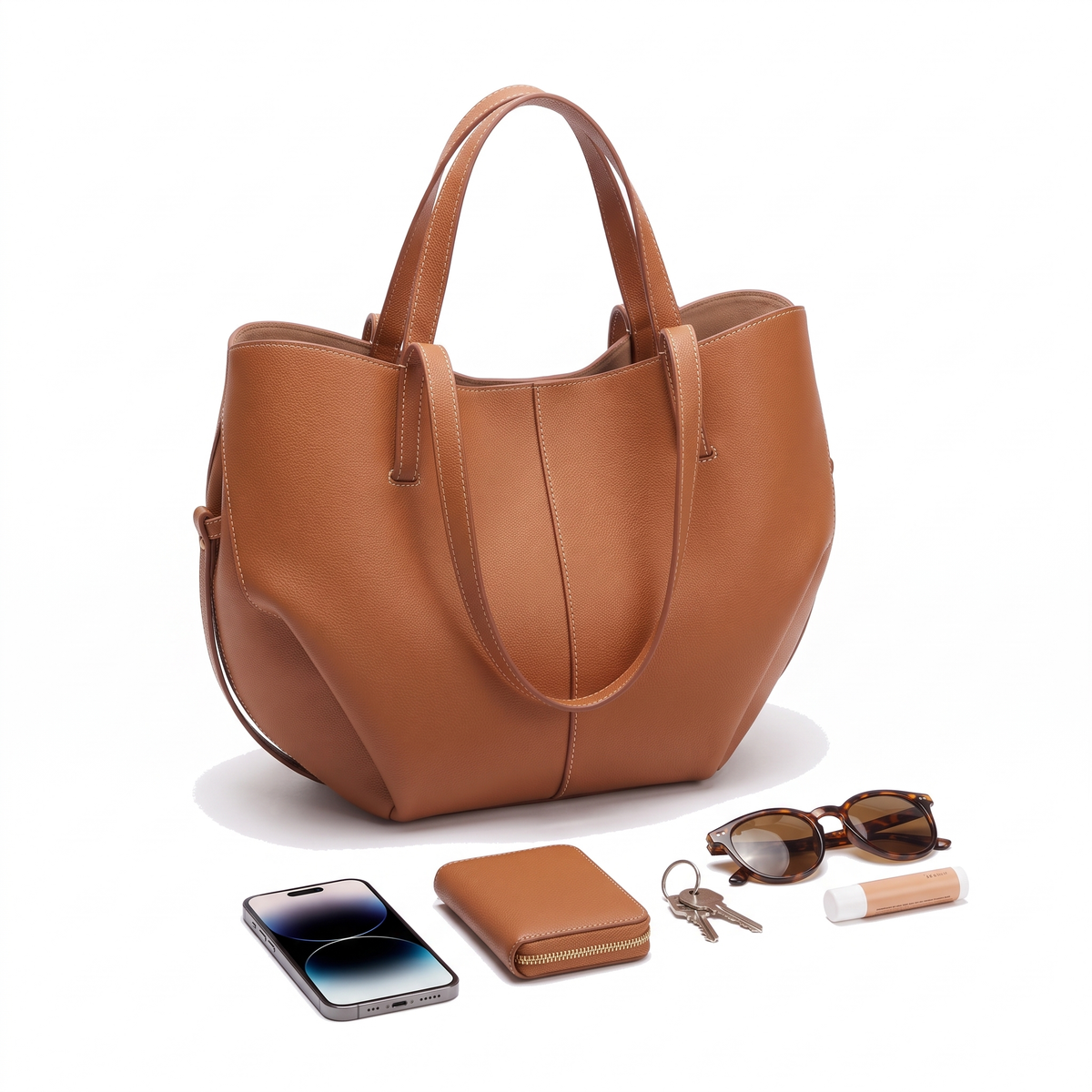 Women's Pebbled Faux Leather Winged Tote Bag, what fits inside