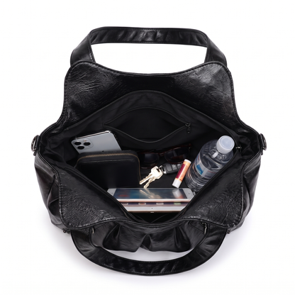Women's Pleated Faux Leather Hobo Bag, interior
