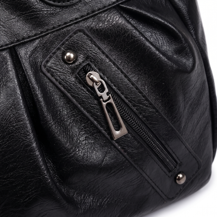 Women's Pleated Faux Leather Hobo Bag, hardware close-up