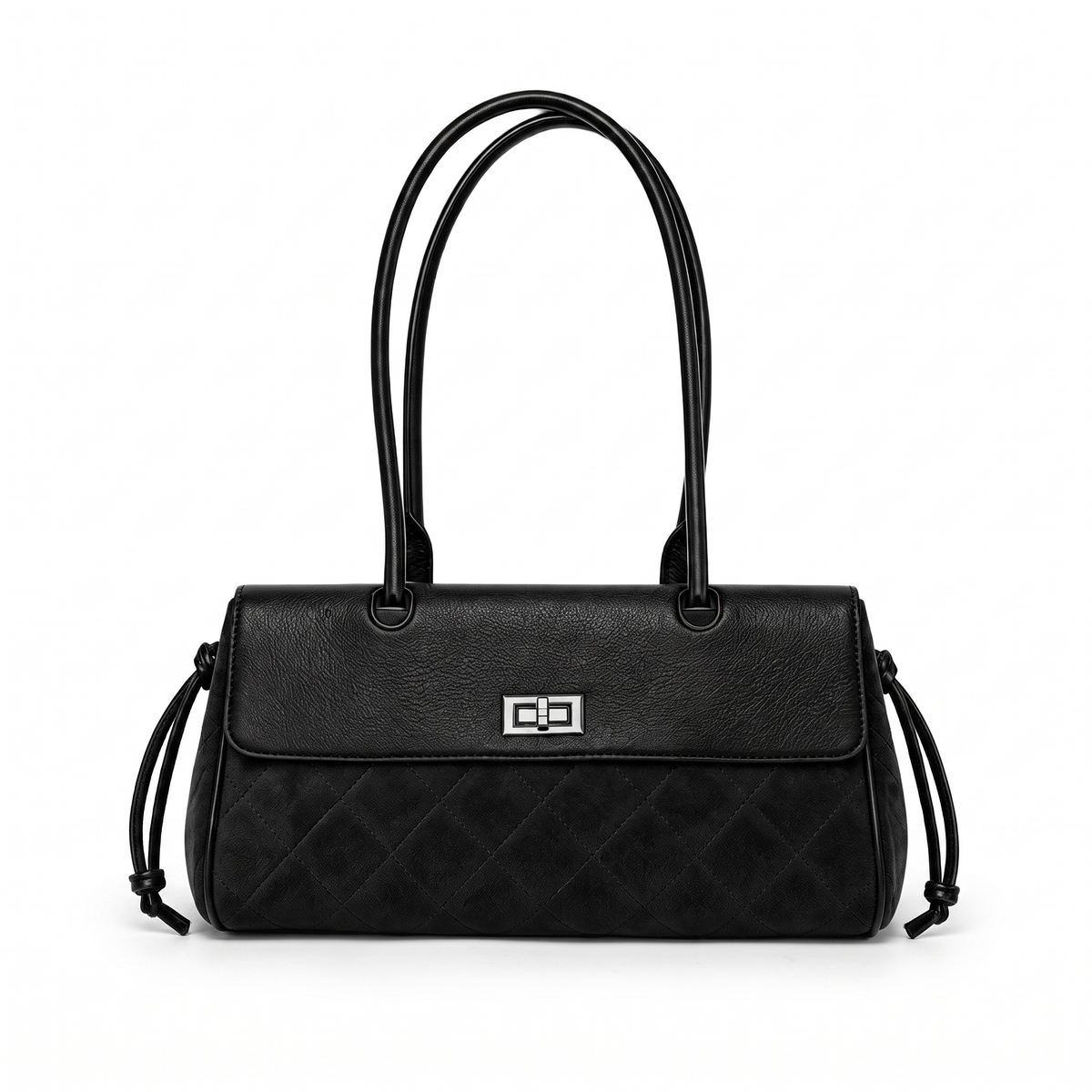 Women's Quilted Faux Suede Flap Shoulder Bag, front view
