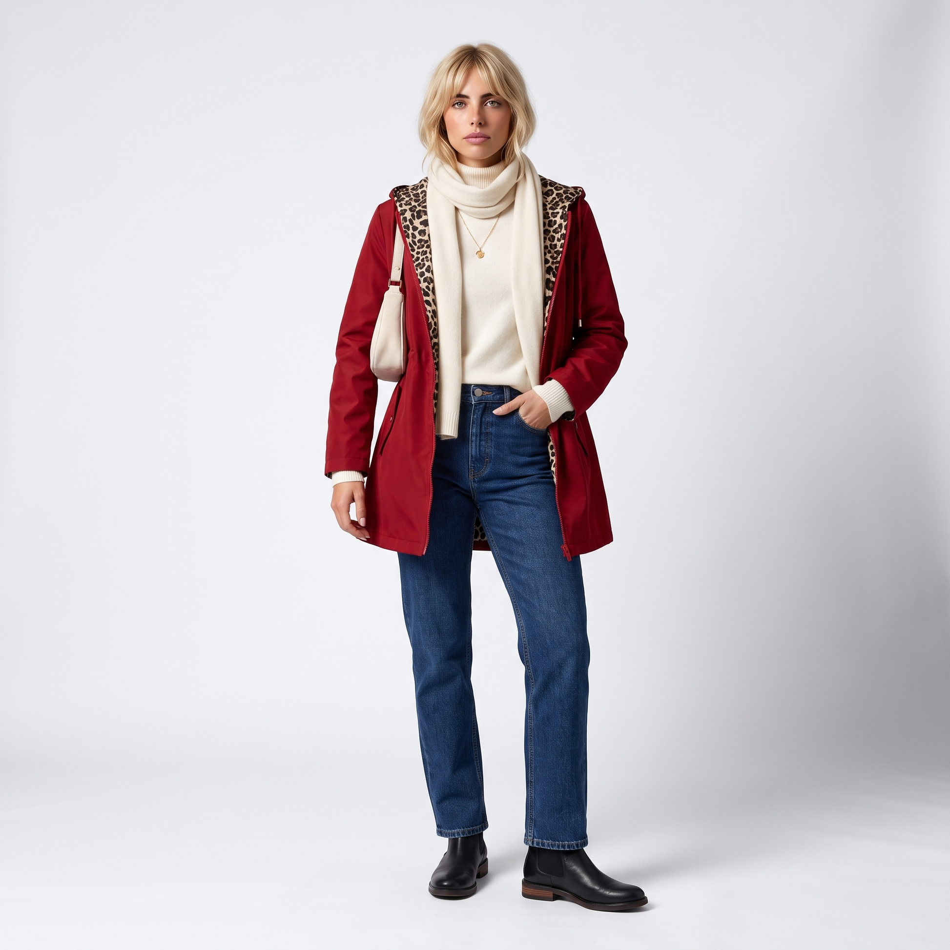 Sunoire womens reversible polyester coat with hood and zip pockets front hero 01