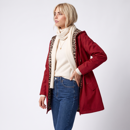 Sunoire womens reversible polyester coat with hood and zip pockets top side crop 01