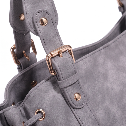 Women's Ruched Faux Suede Hobo Bag, hardware close-up