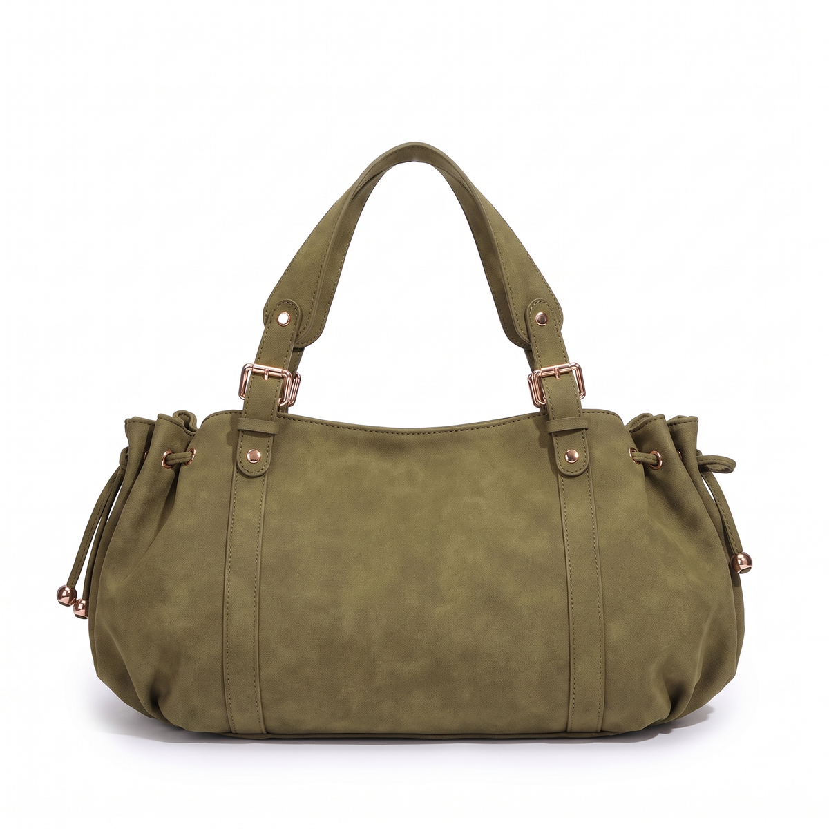 Women's Ruched Faux Suede Hobo Bag in Olive