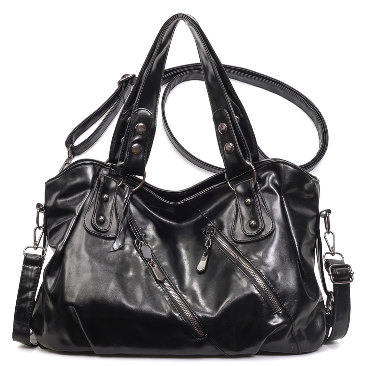 Women's Slouchy Vegan Leather Hobo Bag, front view