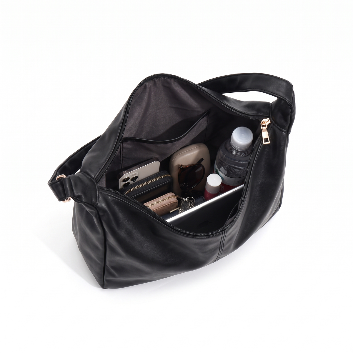 Women's Slouchy Faux Leather Hobo Bag, interior