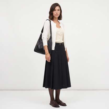 Women's Slouchy Faux Leather Hobo Bag, worn by a model