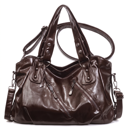 Women's Slouchy Vegan Leather Hobo Bag in Espresso Brown