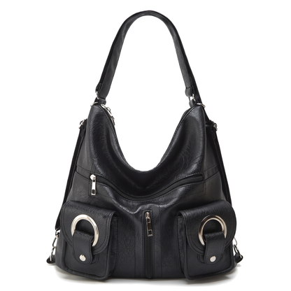 Women's Slouchy Vegan Leather Hobo Bag, front view