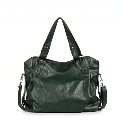 Women's Slouchy Faux Leather Riveted Tote Bag, front view