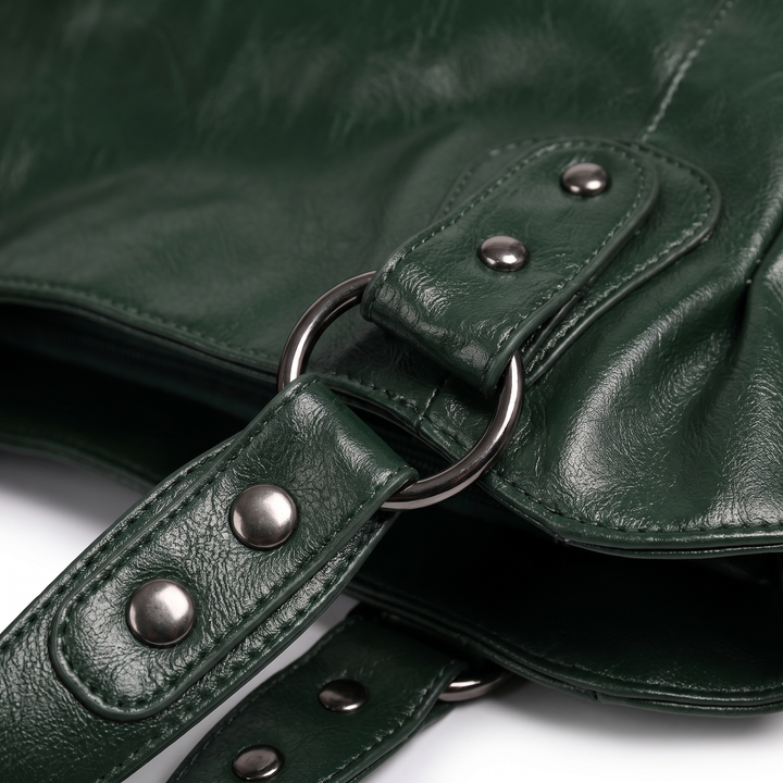 Women's Slouchy Faux Leather Riveted Tote Bag, hardware close-up