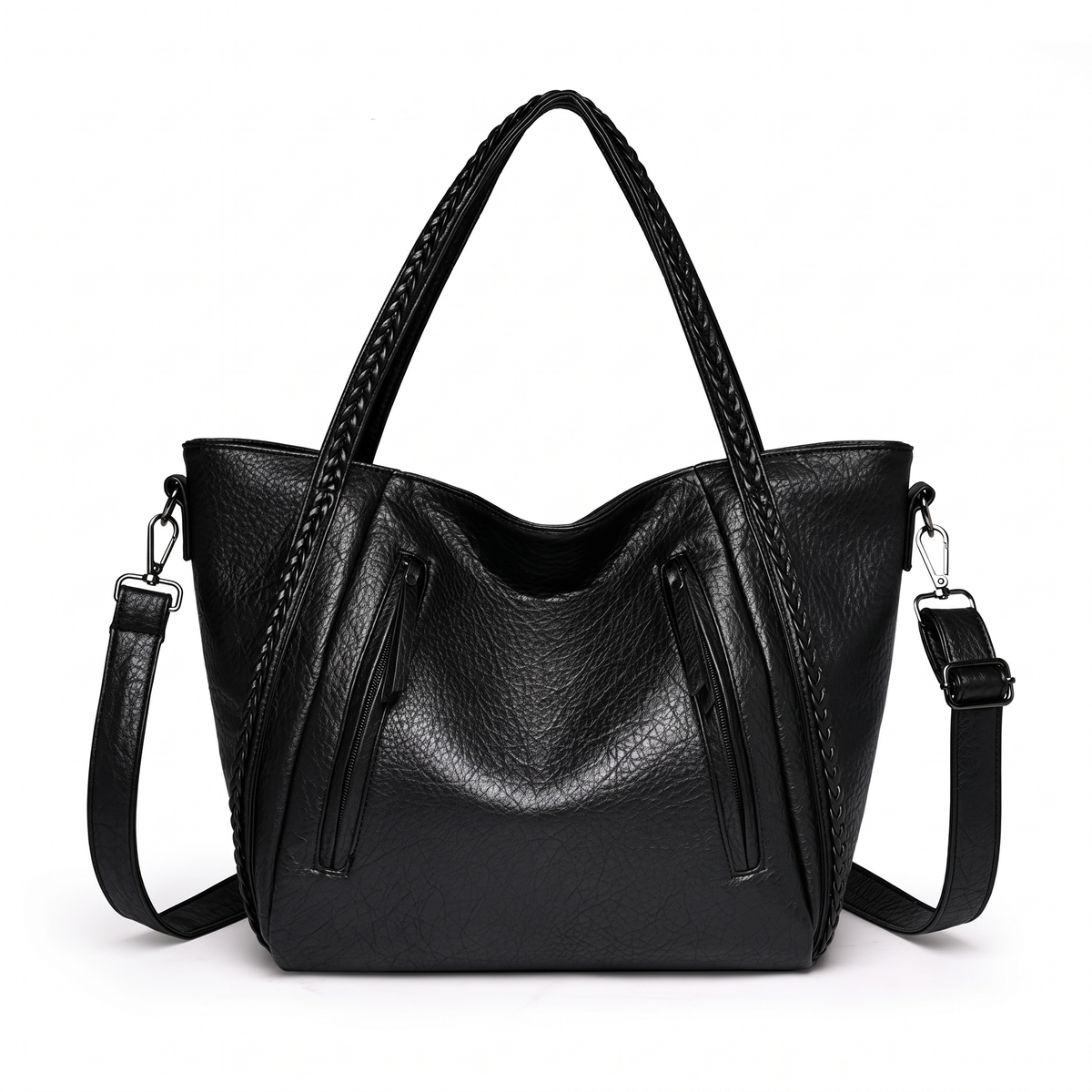 Women's Slouchy Faux Leather Tote Bag, front view