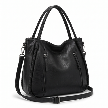 Women's Slouchy Faux Leather Tote Bag, three-quarter view