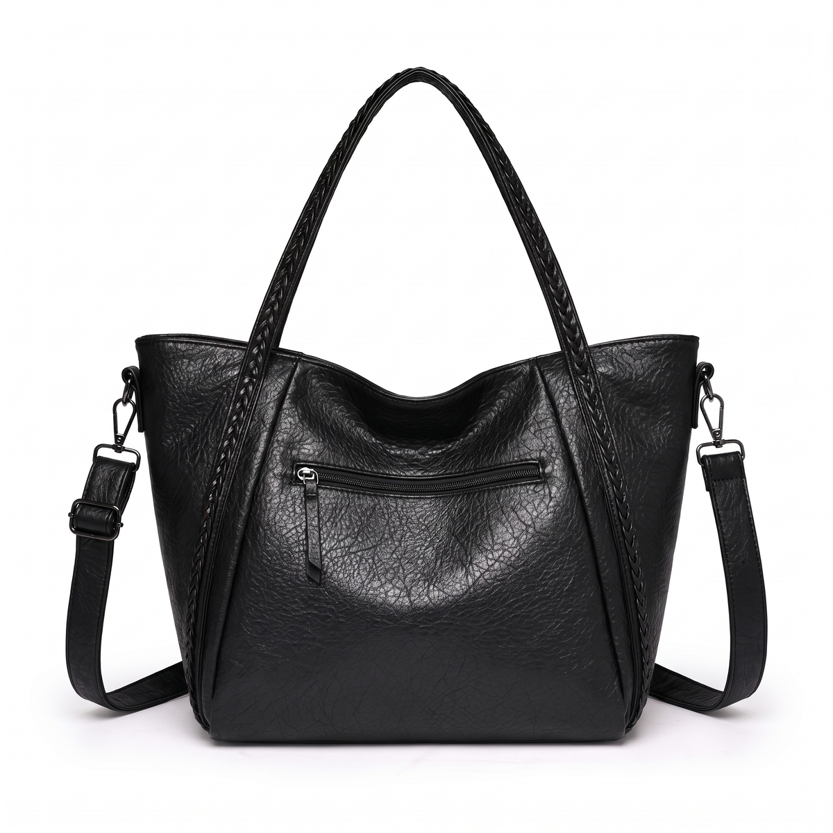 Women's Slouchy Faux Leather Tote Bag, back view