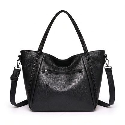 Women's Slouchy Faux Leather Tote Bag, back view