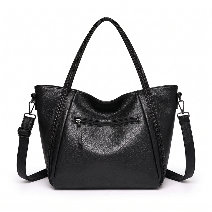 Women's Slouchy Faux Leather Tote Bag, back view