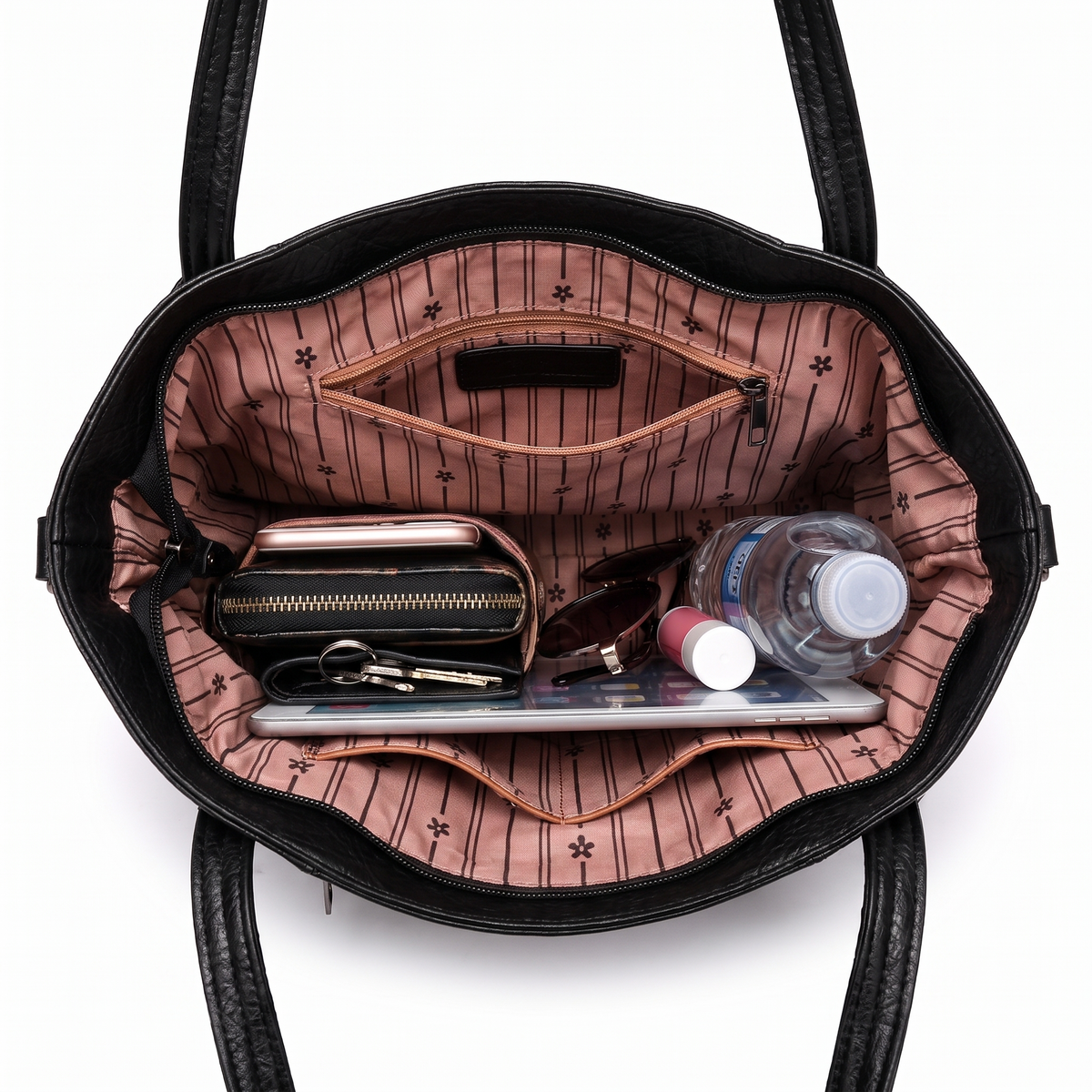 Women's Slouchy Faux Leather Tote Bag, interior