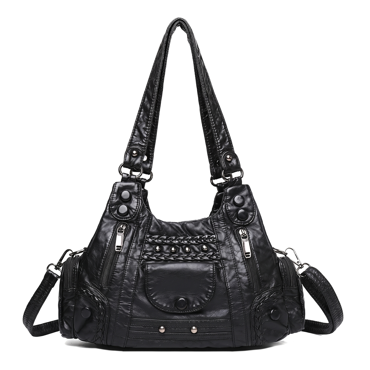 Women's Small Vegan Leather Hobo Bag, front view