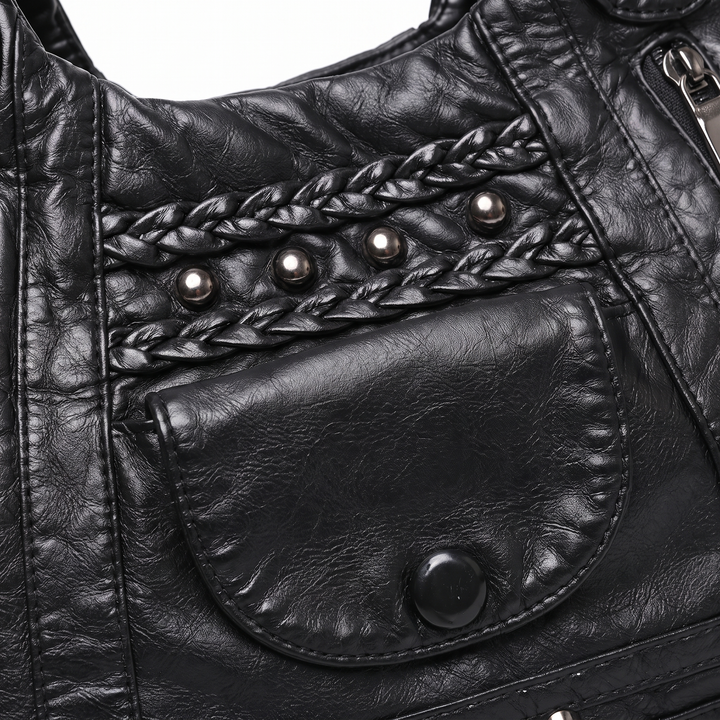 Women's Small Vegan Leather Hobo Bag, hardware close-up