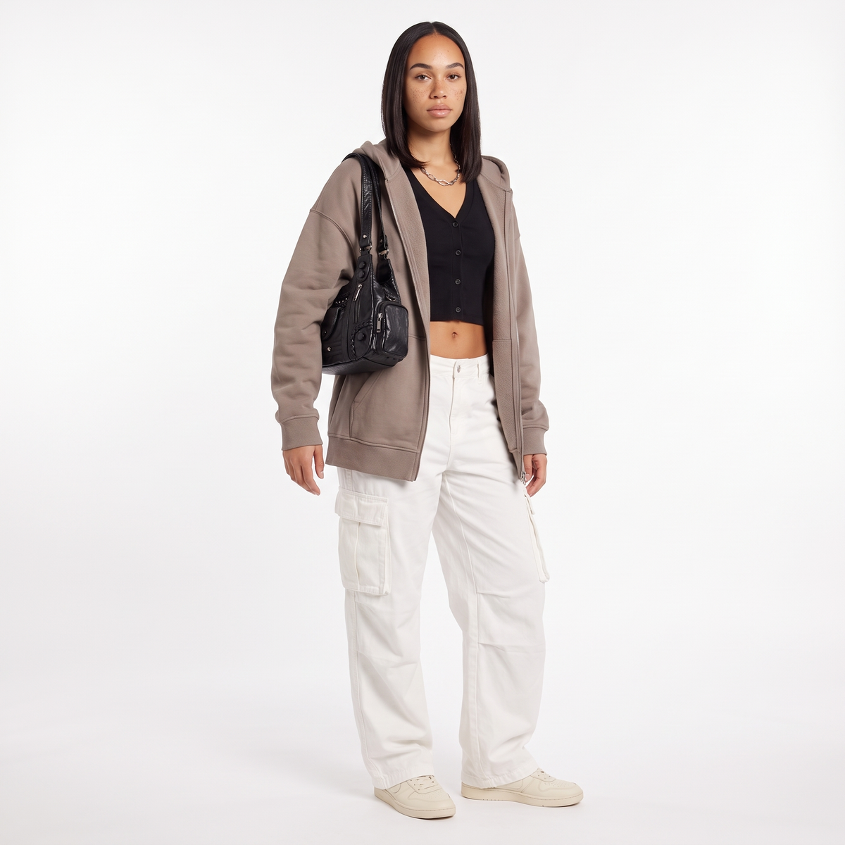 Women's Small Vegan Leather Hobo Bag, worn by a model