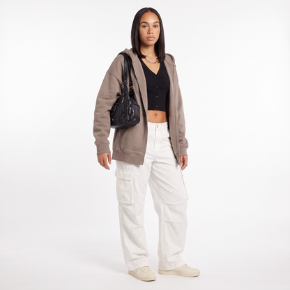Women's Small Vegan Leather Hobo Bag, worn by a model