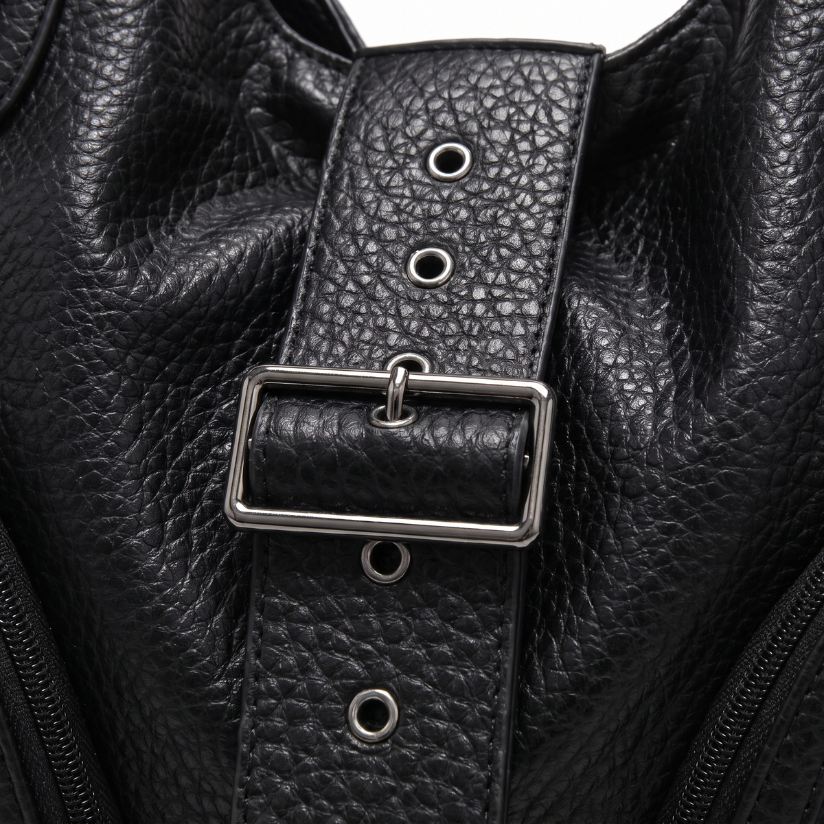 Women's Studded Vegan Leather Hobo Bag, hardware close-up