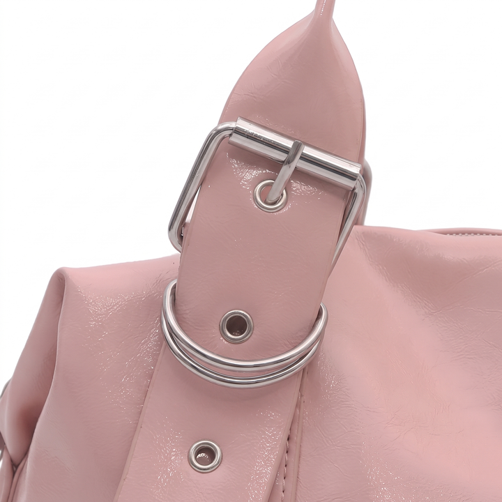 Women's Studded Vegan Leather Shoulder Bag, hardware close-up