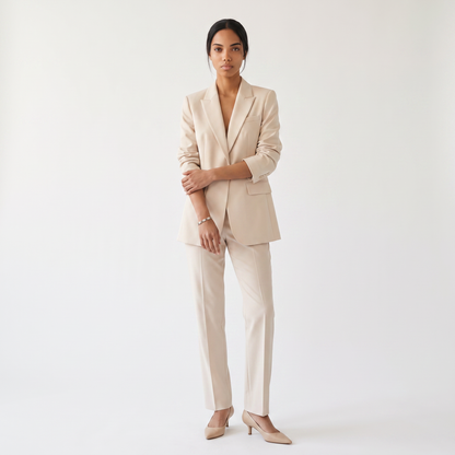 Sunoire womens textured blazer and pants set elegant fitted jacket with straight leg trousers front hero 01