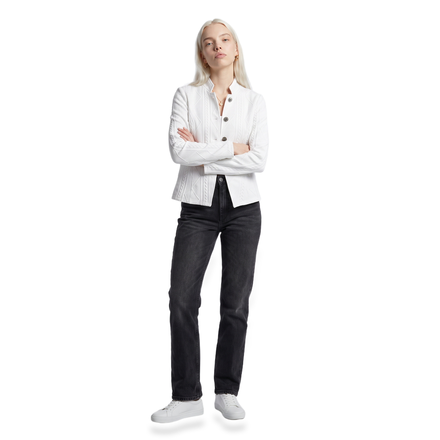 Sunoire womens textured button front structured blazer front hero 01