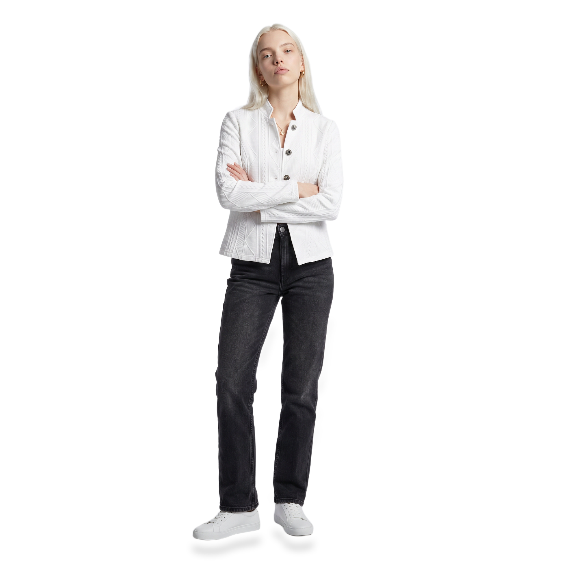 Sunoire womens textured button front structured blazer front hero 01