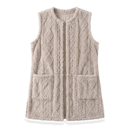 Sunoire Longline Sherpa Open-Front Vest garment flatlay