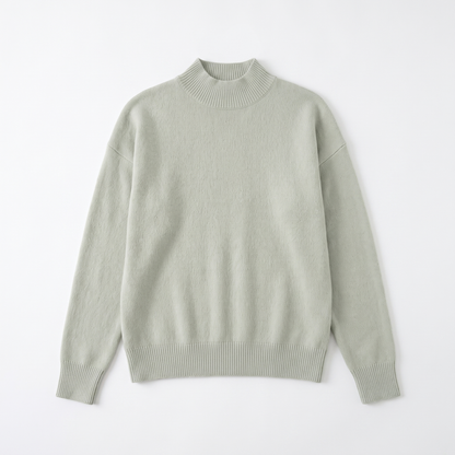Sunoire womens turtleneck knit sweater garment flatlay 01