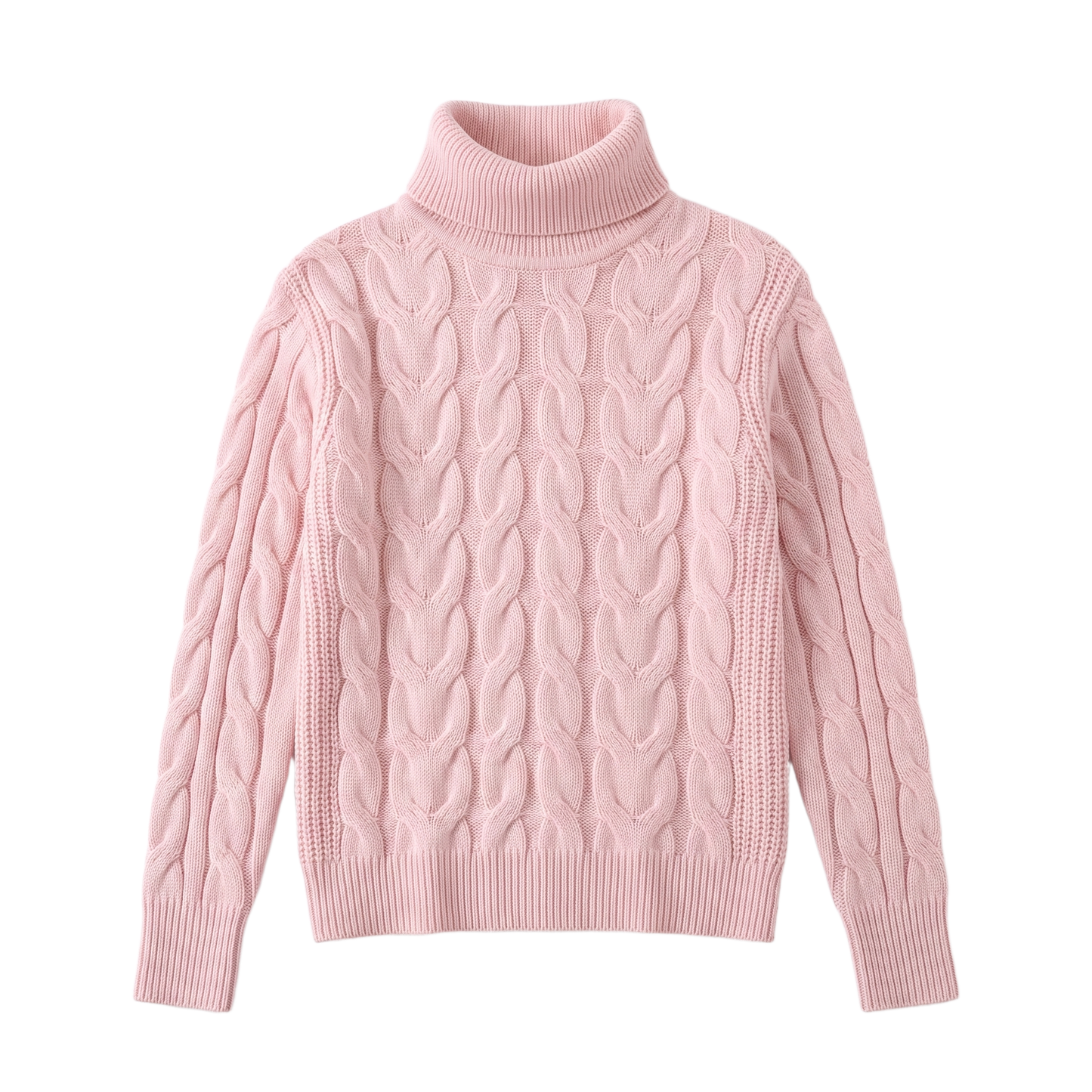 Sunoire Foldover Turtleneck Cable Knit Sweater garment flatlay