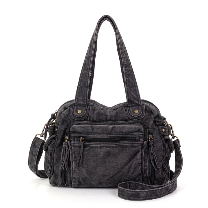 Women's Washed Denim Shoulder Bag, front view