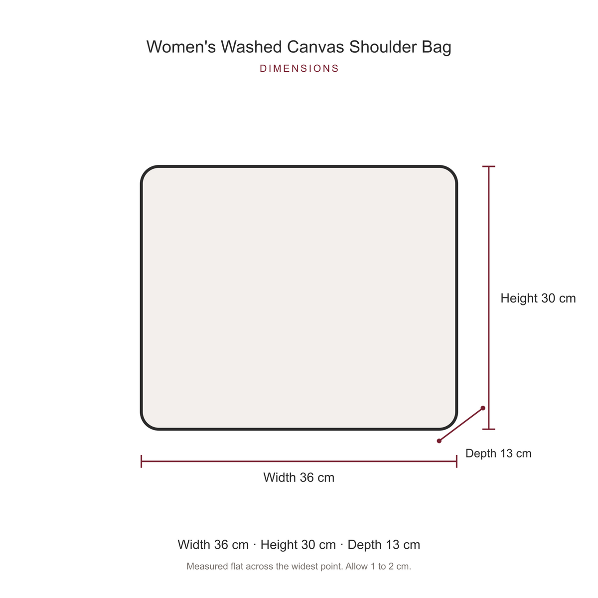 Women's Washed Denim Shoulder Bag, dimensions