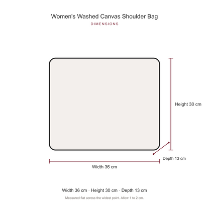 Women's Washed Denim Shoulder Bag, dimensions