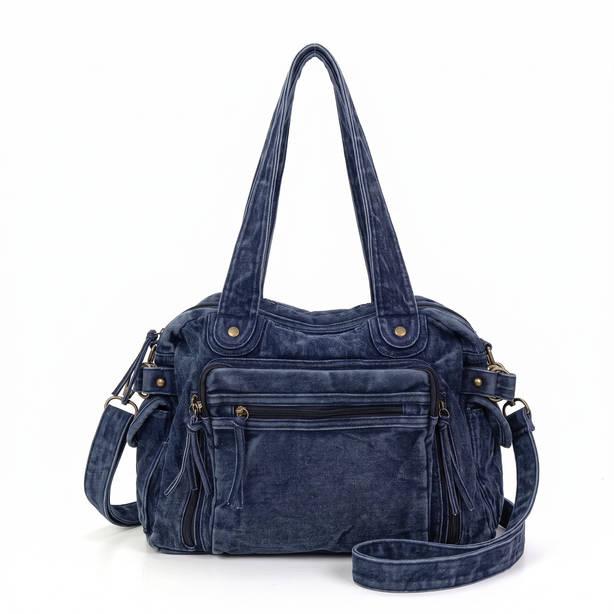 Women's Washed Denim Shoulder Bag in Indigo