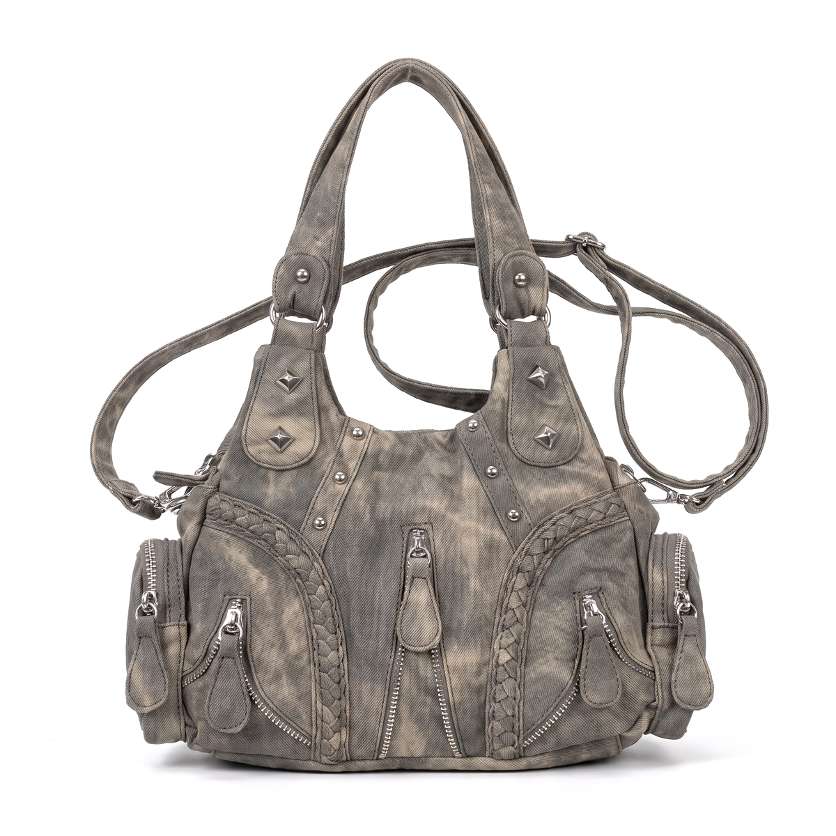 Women's Washed Denim Hobo Bag, front view
