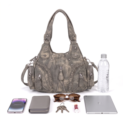 Women's Washed Denim Hobo Bag, what fits inside