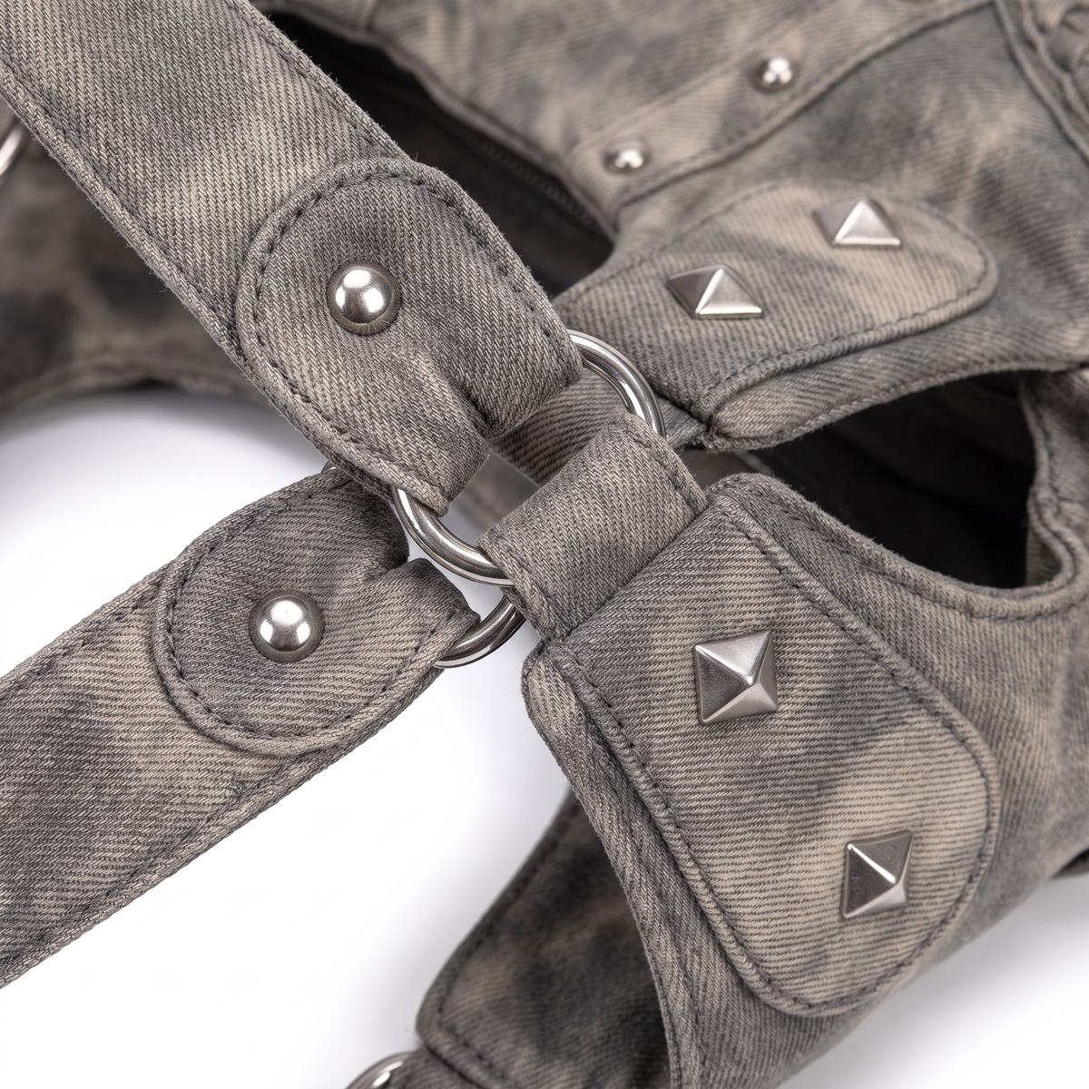 Women's Washed Denim Hobo Bag, hardware close-up
