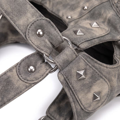 Women's Washed Denim Hobo Bag, hardware close-up
