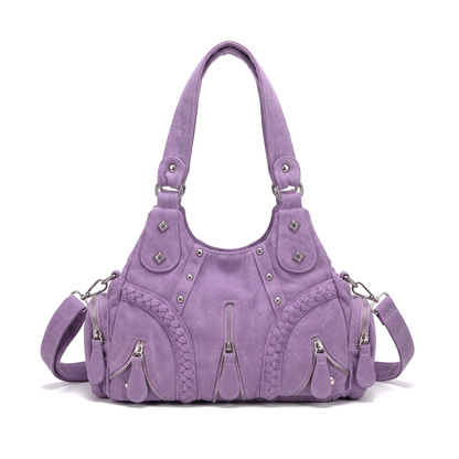 Women's Washed Denim Hobo Bag in Lilac