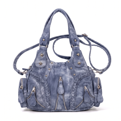 Women's Washed Denim Hobo Bag in Washed Blue