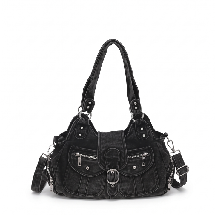 Women's Washed Denim Shoulder Bag, front view